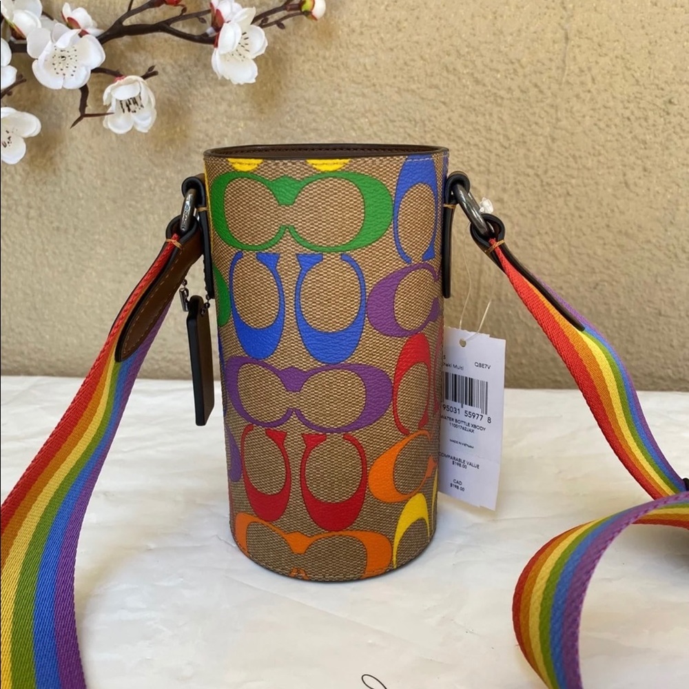 Coach water bottle holder rainbow crossbody - Picture 1 of 8